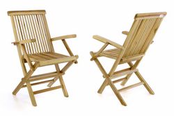 DIVERO 55123 Sada 2 kusů Zahradní židle skládací - týkové dřevo