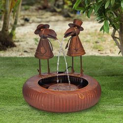 Kovová zahradní fontána ptáci