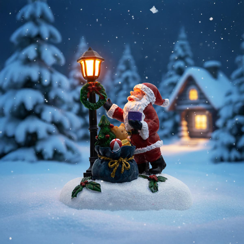 LED Vánoční figurka Santa, pytel s dárky