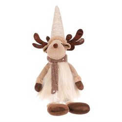 Vánoční dekorace Sob, v. 32 cm, sedící, béžová/hnědá