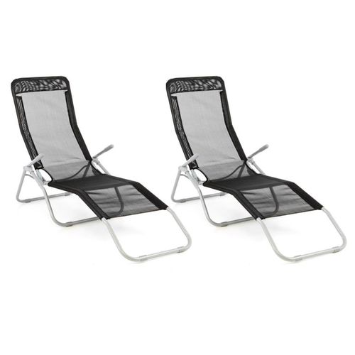 Garthen 40044 Zahradní sada 2 x lehátko s černou textilií - skládací