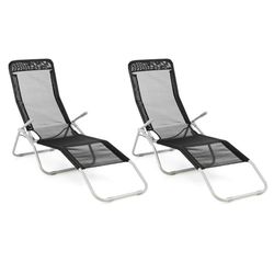 Garthen 40044 Zahradní sada 2 x lehátko s černou textilií - skládací