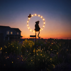 LED Solární zahradní zápich Kočka