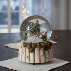 Sněžítko s mechanickou hrací skříňkou Santa