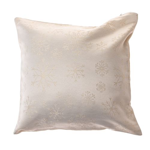 Vánoční Povlak na polštář voděodolný Vločky zlatá, 40 x 40 cm
