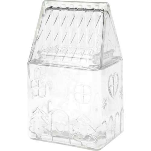 Skleněná vánoční dóza Domeček 13 × 10 × 22 cm