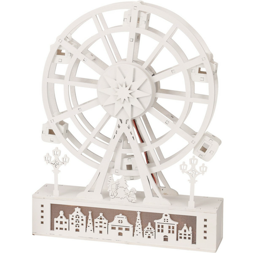 Vánoční svítící otočné kolo, 26,5 x 5,5 x 20 cm, 4x LED, dřevo