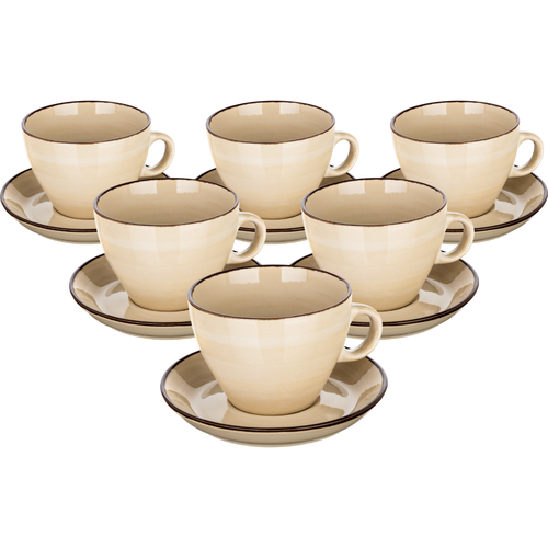 Banquet Sada 6 šálků s podšálky Palas 290 ml, krémová