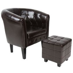 Miadomodo 74115 Křeslo s taburetem Chesterfield, hnědé