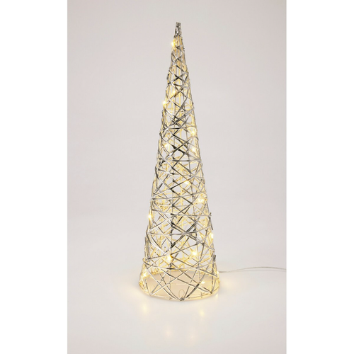Vánoční svítící kužel Silver, 40 x 12 cm, 20 micro LED, na baterie