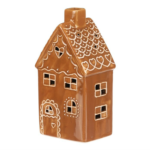 Keramický perníkový patrový domeček LED, hnědá