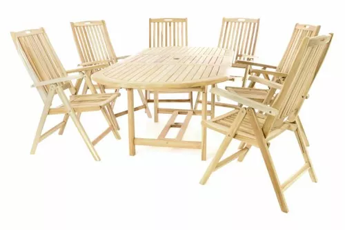 DIVERO 60463 zahradní nábytek z teaku, rozkládací stůl 170/230cm