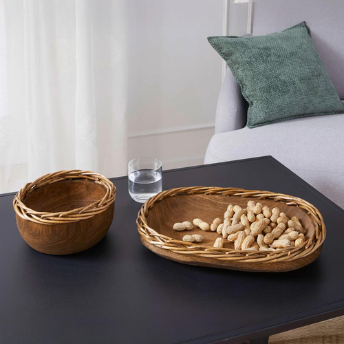 Dřevěná mísa s pleteným okrajem, kulatá